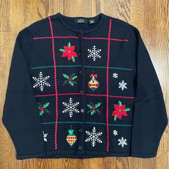 Crystal-Kobe Holiday Christmas Sweater Cardigan Size Large - Picture 1 of 7